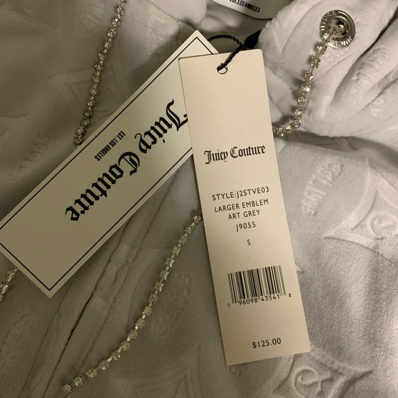 Juicy couture embossed zip up hoodie w/ rhinestone drawstrings - Picture 3 of 5